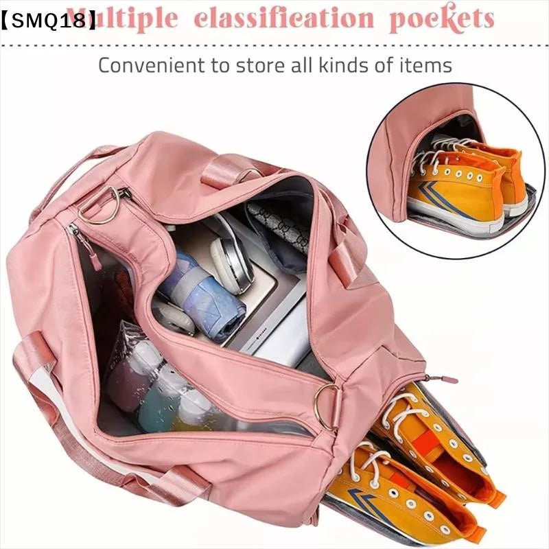 Gym Bag with Shoe Compartment and Wet Bag Airplane Travel Duffel Bag Sports Fitness Tote Bag for Swimming Yoga【Smq】